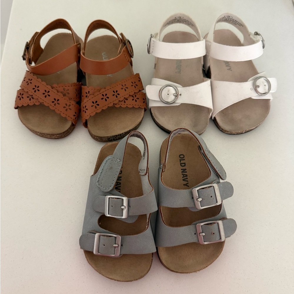 Bundle of 3 Pair of Old Navy Baby Sandals - all size 6-12 Months